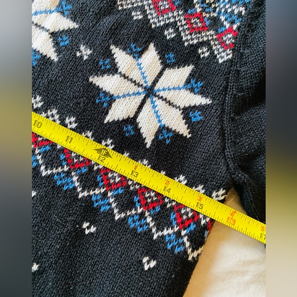 Chaps Boys Fair Isle 3/4 Button Sweater, Sherpa Lined Collar. - Picture 7 of 10